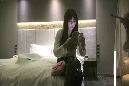 A beautiful girl in white clothes fucks, wearing sexy clothes and black silk deep throat blowjob and then fucked hard