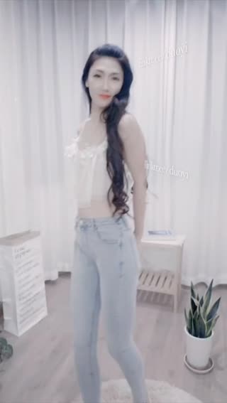 Beautiful model wearing open crotch denim leggings