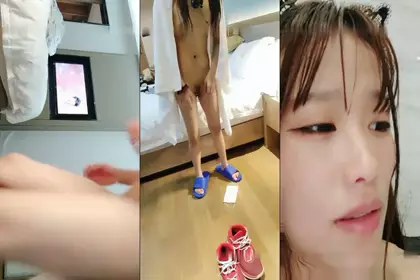 Yaoyao Kiyomi is a sexy girl with a double ponytail, with a mouth plug close-up and a vibrating egg in her ass and masturbation