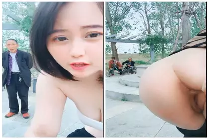 The most awesome live broadcast of the whole network, the enchanting baby is exposed in front of the old men in the outdoor park, spraying water in public and letting the old men touch her tits