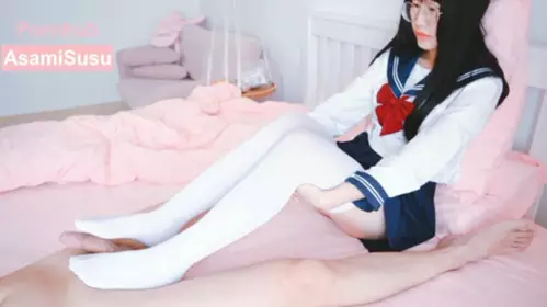 gc latest internet celebrity welfare girl white silk beautiful legs JK uniform no condom sex obscene words and moans