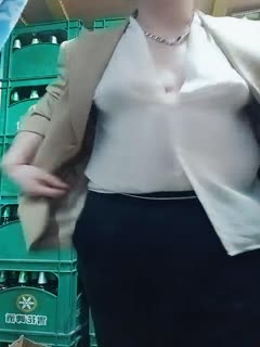 The supermarket boss lady was horny late at night. She was naked and interacted with the wolf friends, followed their instructions. It was not enough to show her tits, but she also wanted to see her pussy. It was really exciting to take off her clothes and use a beer bottle to insert her pussy