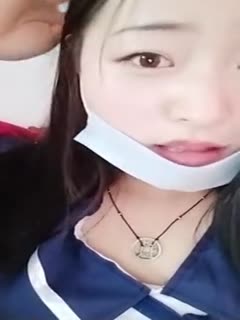 Pretty cute girl in uniform leaks milk and pees