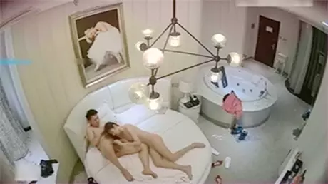 Warm and romantic couple hotel candid series: rich businessman hooks up with tall sexy hottie...