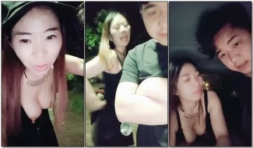 A very coquettish young woman and her sex partner exposed oral sex outdoors late at night and then went back to the car to have sex, very lewd