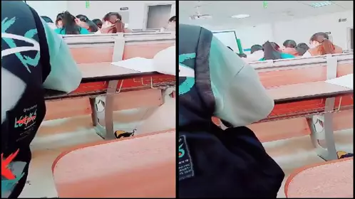 [Three-year-old girl] Every class is done in this erotic scene in the lecture hall. Sitting in the last row, stuffing a vibrator into the pussy, it's so juicy and exciting