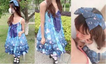 Twitter celebrity COSER rebellious couple [Lolita] 1,000 yuan face-showing task customization ~ Park exposed corridor bang bang cumshot 3