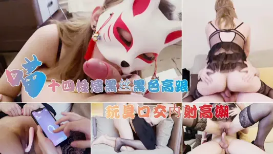 Meow 14 sexy black silk black high heel, toy oral sex internal shot climax