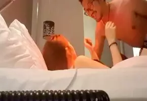 The newly married beautiful young woman cheated on the anxious bearded uncle. The bearded girl's lewd juice...