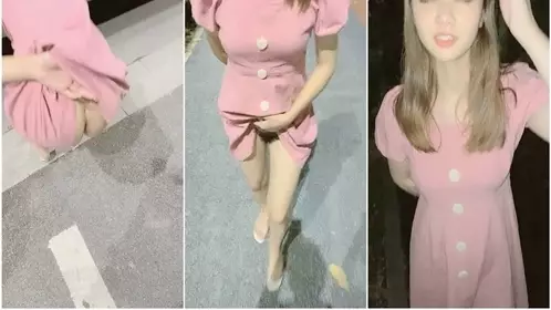 Summer night, Nanchang street, [Cao Cao 00] Little Lolita exposed outdoors, public...
