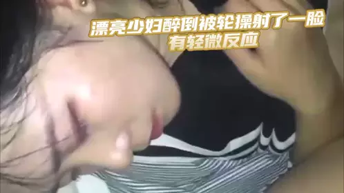 Beautiful young woman drunk and gangbanged and shot on the face with slight reaction