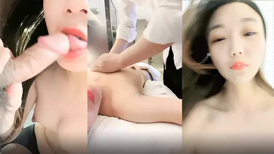[Sexy young woman] put on open crotch pants to hook up with massage technicians and have sex with them 1