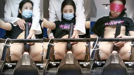 The big black bull sex machine serves the young married woman, blindfolding her to masturbate, wearing crotchless black stockings for blowjob, raising her exquisite buttocks to the camera, and then holding her waist and fucking her from behind, making her scream that she can't bear it.