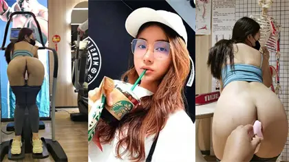 The glasses sister, who loves fitness, masturbates while showing off her figure in a fitness club in Shenzhen.