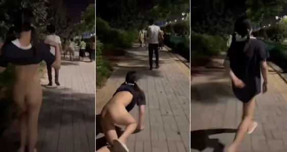 @ 20209279953 users upload: pure little girl unzipped her skirt and walked on the street.