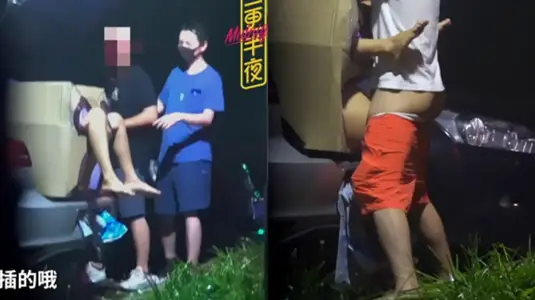 The series of the Great God of the Outer Station in the middle of the night meets the requirements of the abnormal husband and places his wife in the box in the wild to invite passers-by to play casually.