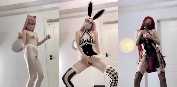 Twitter's Acura Welfare Ji [Bing Bing Sen]'s latest nude dance collection, with dynamic top crotch shaking and masturbation, and white tender jade feet wrapped in fake cock and delicate